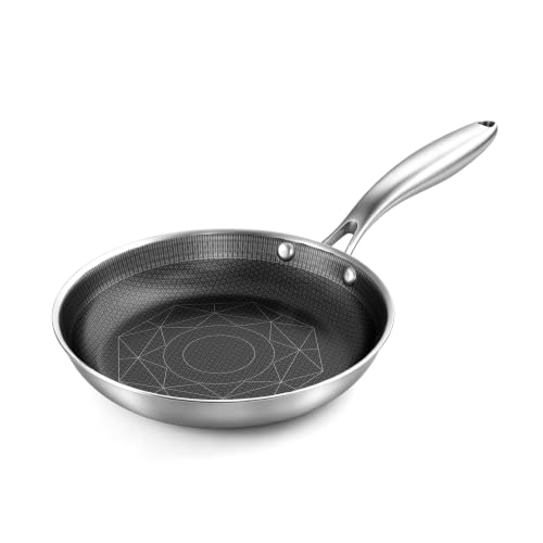 COOKER KING 8-Inch Stainless Steel Pan, Hybrid Nonstick Frying Pan