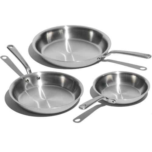Made In Cookware - 3-Piece (Includes 8",10",12") Stainless Frying Pan Set - 5 Ply Stainless Clad - Professional Cookware - Crafted in Italy - Induction Compatible