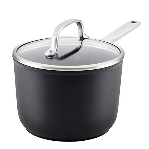KitchenAid Hard-Anodized Induction Sauce Pan with Lid, 2-Quart Saucepan
