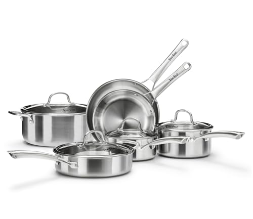 Stainless Steel Cookware Set,Tir-Ply Pots and Pans Set,10 Pcs Stainless Steel Induction Kitchen Cookware Sets,PFOA Free, Frying Pans, Butter warmer,Saute Pan & Stock Pot,Compatible with All Cooktops — Manufacturer product photo