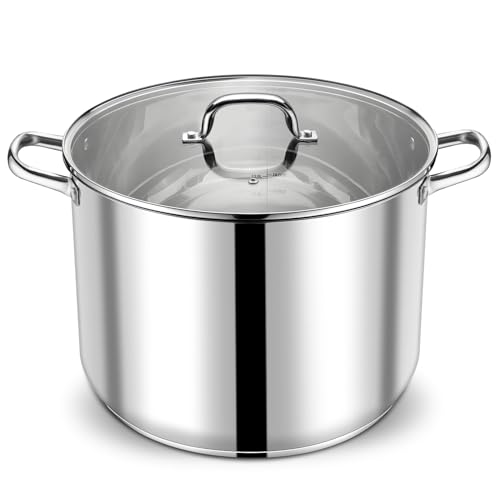P&P CHEF 24 QT Stainless Steel Stock Pot with Lid, Cooking Pot for Soups