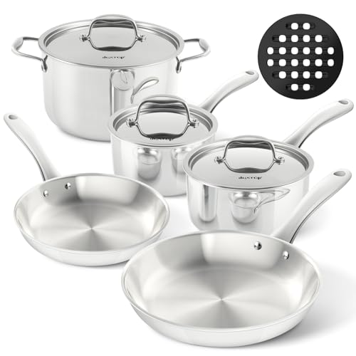 Duxtop Tri-Ply Stainless Steel Induction Cookware, 9PC Pots and Pans Set