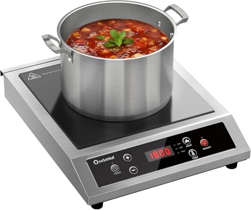 Stainless Steel Induction Cooktop, Professional-Grade Portable Burner 1800W