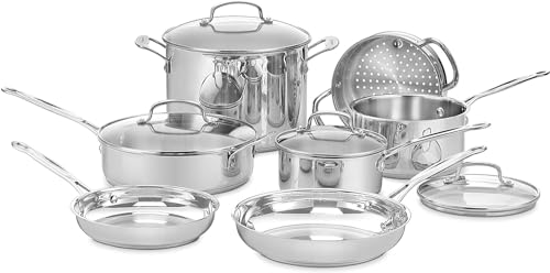 Cuisinart Chef’s Classic 11-Piece Stainless Steel Pots and Pans Set, Cookware Set Compatible with In