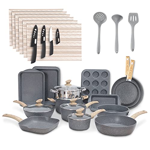 MAISON ARTS 30 Piece Induction Pots and Pans Set, Kitchen Cookware Sets