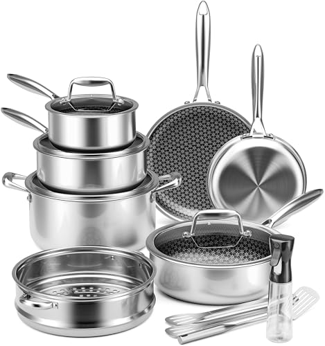 VONIKI Hybrid Tri-ply Stainless Steel Cookware Set Oven Safe