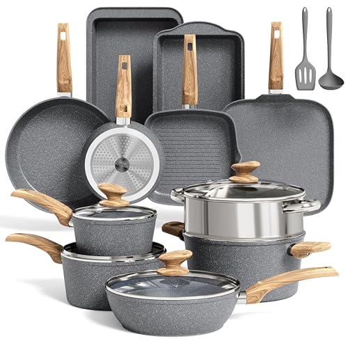 MAISON ARTS Pots and Pans Set, Granite Kitchen Induction Cookware Sets