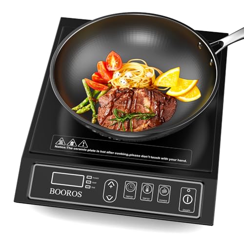 BOOROS Portable Induction Cooktop, 9.6" Heating Coil with 8" Core, 1800W — Manufacturer product photo