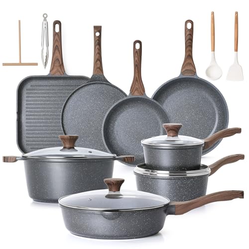 SENSARTE 23 PCS Non Stick Pots and Pans Set, Non Toxic Cookware, Induction