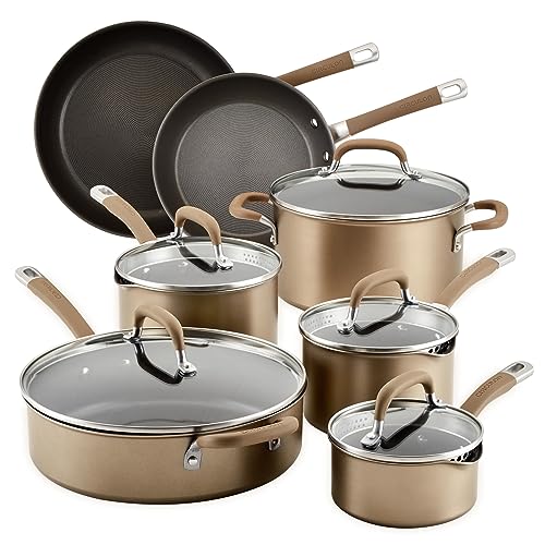 Circulon Premier Professional Induction Pots and Pans Set, 12-Piece, Bronze